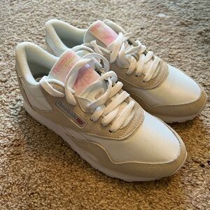 Reebok Classic White and Tan Sneakers
